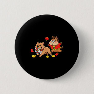 Chinese Horse Pitbull Funny Kids Mens Womens Happy 2 Inch Round Button
