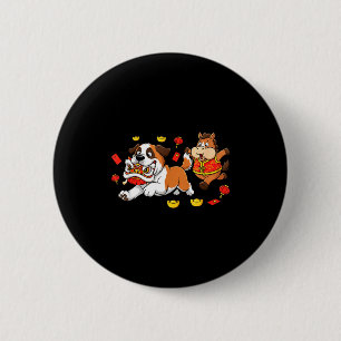Chinese Horse Saint Bernard Kids Mens Womens Happy 2 Inch Round Button