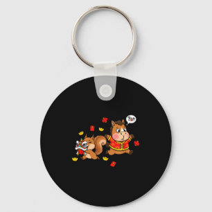 Chinese Horse Squirrel Funny Kids Mens Womens Happ Keychain