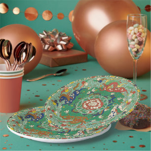 Chinese Horses Design Paper Plates