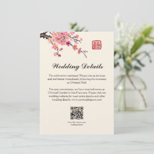 Chinese ink painting flowers wedding details enclosure card