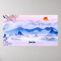 Chinese Ink Style Painting Nature Scenery