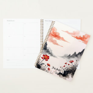 Chinese Ink Wash Poppy Art Planner