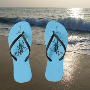 Chinese Iris - bw Flip Flops