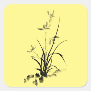 Chinese Iris - bw Square Sticker