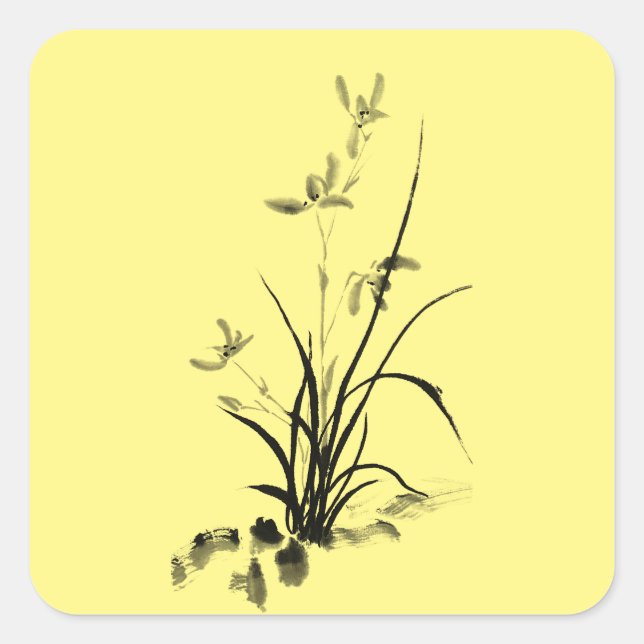 Chinese Iris - bw Square Sticker (Front)