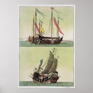 Chinese Junk, illustration Poster