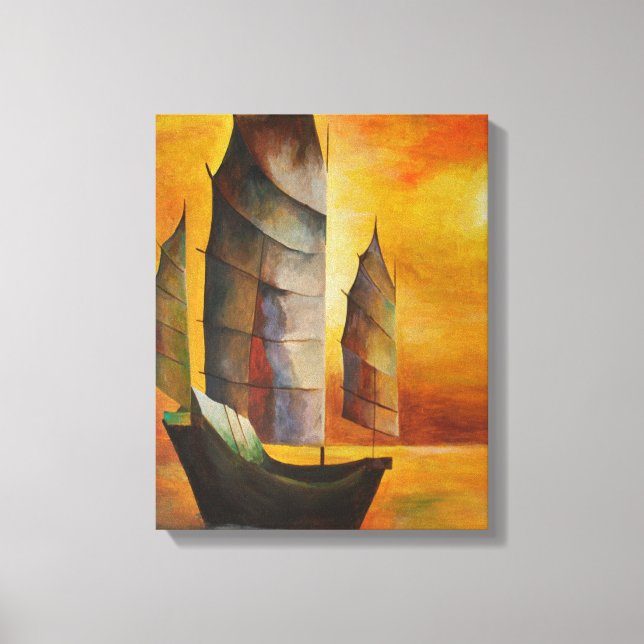 Chinese Junk In Ochre and Yellow Canvas Print (Front)