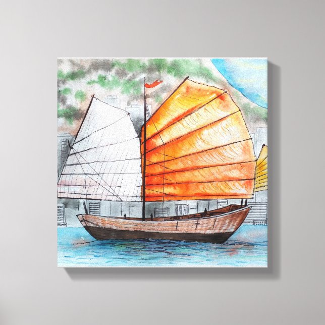 Chinese Junk Ship Print  Canvas Print (Front)