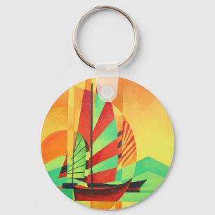 Chinese Junks Sail to Shore Keychain