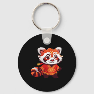 Chinese Kids Girls Boys Funny Red Panda Lion Dance Keychain