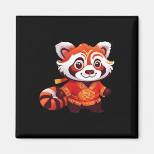 Chinese Kids Girls Boys Funny Red Panda Lion Dance Magnet