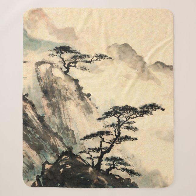 Chinese landscape painting.chinese,painting,japane sherpa blanket (Front)