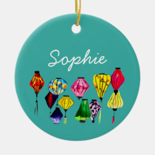 Chinese lantern art ceramic ornament