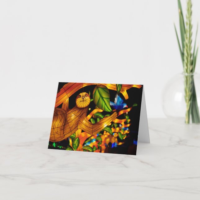 Chinese Lantern Art Sloth Notecard (Front)