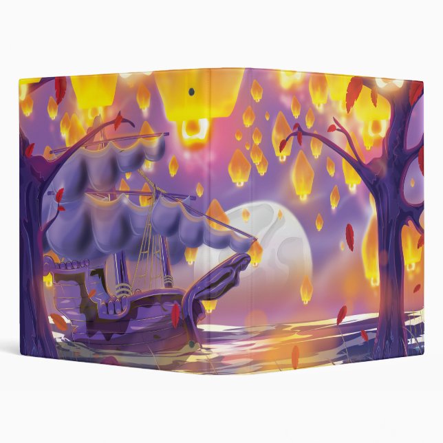 Chinese Lanterns by a moonlit river Binder (Background)