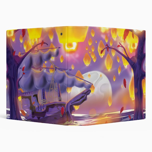Chinese Lanterns by a moonlit river Binder (Background)