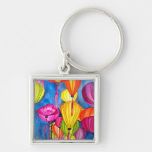 Chinese Lanterns watercolour fine art Keychain