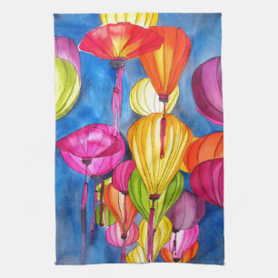 Chinese Lanterns watercolour fine art Kitchen Towel