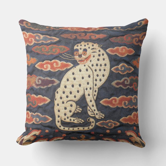 Chinese Leopard Cat in Clouds Pillow (Front)