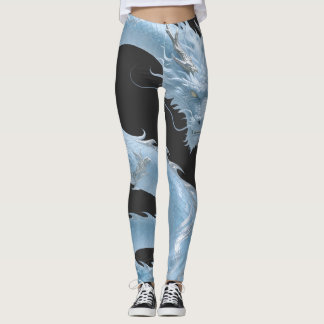 Chinese Light Blue Dragon Art Fantasy Design With Leggings
