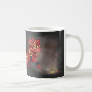 Chinese Lion Dancers Firecracker Illustration Coffee Mug