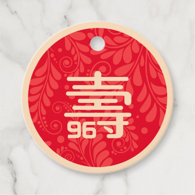 Chinese "Longevity" Birthday Tag (any age) (Front)