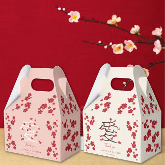 Chinese Love Red Cherry Blossoms Engagement Party  Favor Box