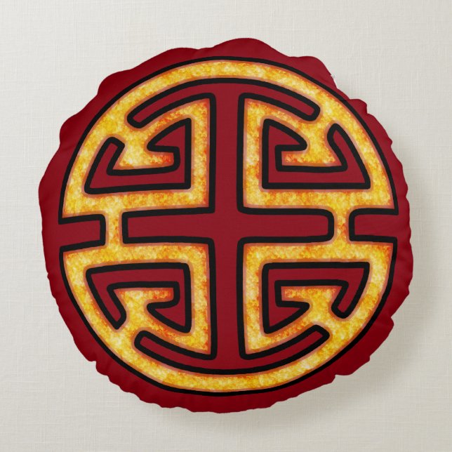 Chinese Lu Symbol Round Pillow (Back)