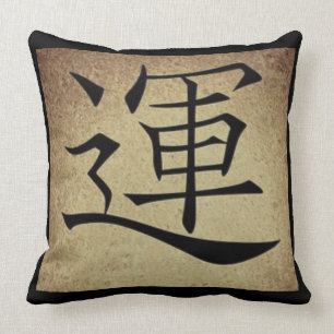 Chinese LUCK Symbol Asian Theme Square Throw Pillow