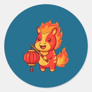 Chinese Lunar Horse Classic Round Sticker