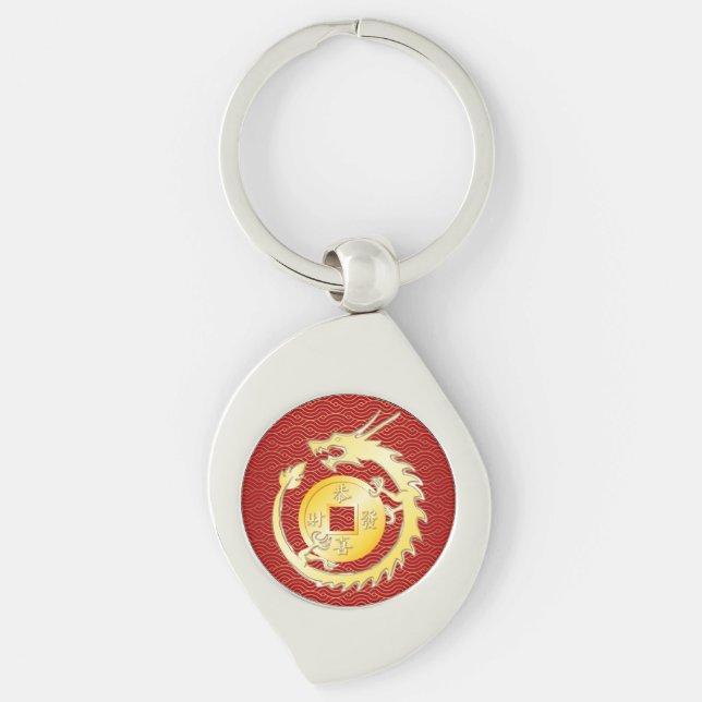 Chinese Lunar New Year 2024 Wood Dragon Keychain (Front)