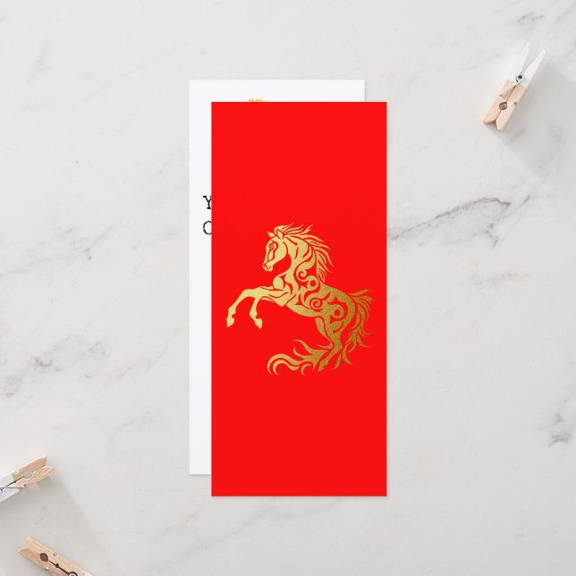 Chinese Lunar New Year 2026 Gold HORSE 中国传统新年 Red (Front/Back In Situ)