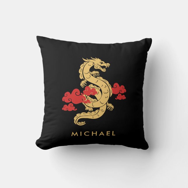 Chinese Lunar New Year Dragon 2024 Personalized Throw Pillow (Front)