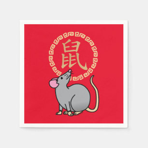Chinese lunar New Year mouse rat lucky money red Napkin