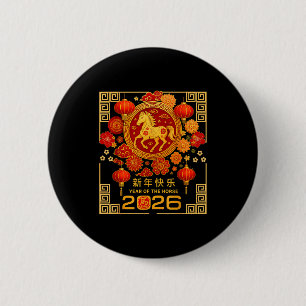 Chinese Lunar New Year Of Horse 2026 Astrology Zod 2 Inch Round Button