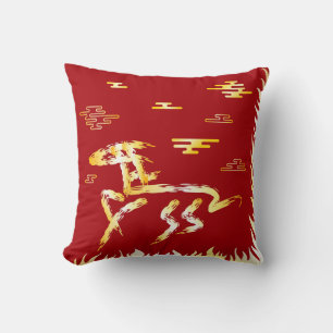 Chinese Lunar New Year of the Horse 2026 4724 Fire Throw Pillow