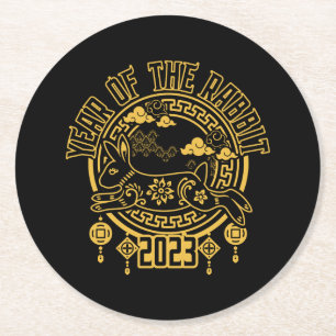 Chinese Lunar New Year of the Rabbit Round Paper Coaster