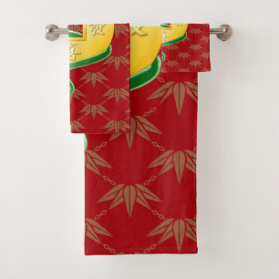 Chinese Lunar New Year of the Snake 2025 Gold Coin Bath Towel Set