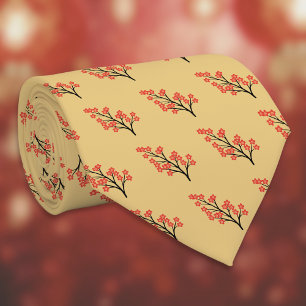 Chinese Lunar New Year Plum Blossom 5 Blessings Tie