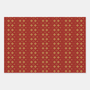 Chinese lunar new Year Red Gold Golden Zodiac  Wrapping Paper Sheet