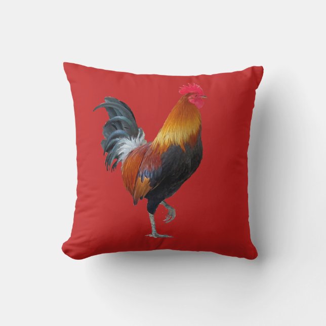 Chinese Lunar New Year Rooster Throw Pillow (Front)