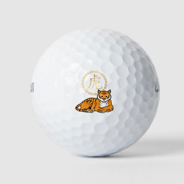Chinese lunar New Year Tiger zodiac lucky Golf Balls (Front)