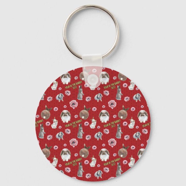 Chinese Lunar Year of the Rabbit 2023 Pattern Keychain (Front)