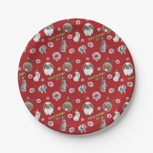 Chinese Lunar Year of the Rabbit 2023 Pattern Paper Plate (Front)