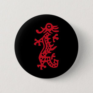 Chinese Mah Jong Red Dragon Tile Mahjong Costume  2 Inch Round Button