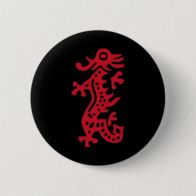 Chinese Mah Jong Red Dragon Tile Mahjong Costume  2 Inch Round Button (Front)