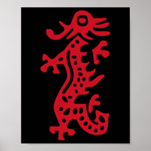 Chinese Mah Jong Red Dragon Tile Mahjong Costume  Poster