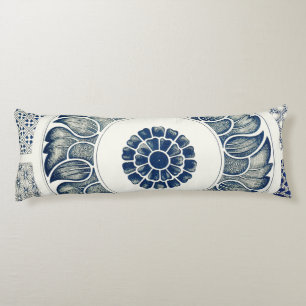Chinese Medallion: Indigo Blue Chinoiserie Body Pillow