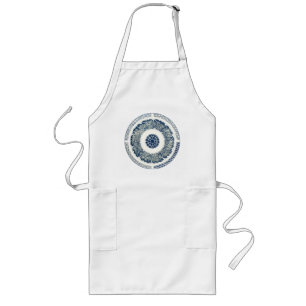 Chinese Medallion: Indigo Blue Chinoiserie Long Apron